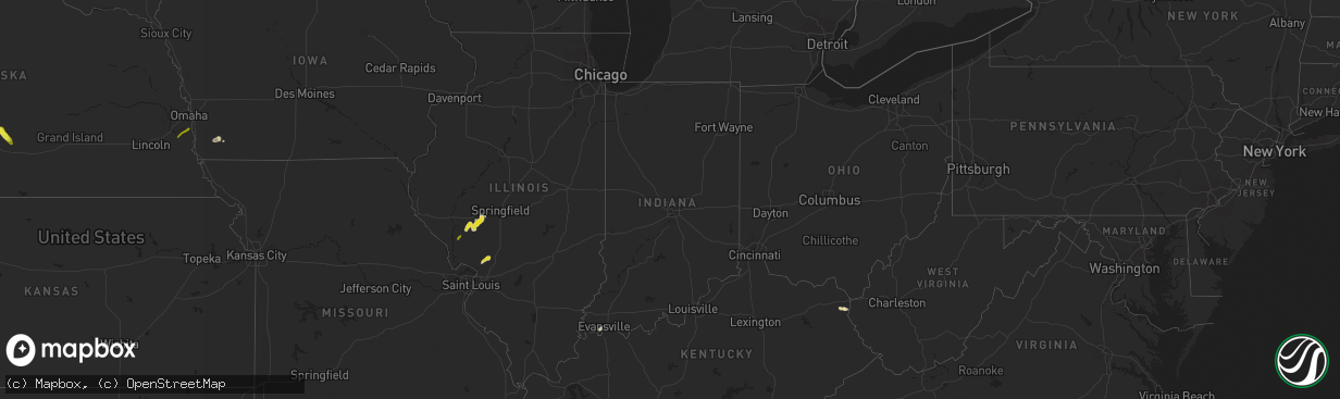 Hail map in Indiana on May 16, 2020