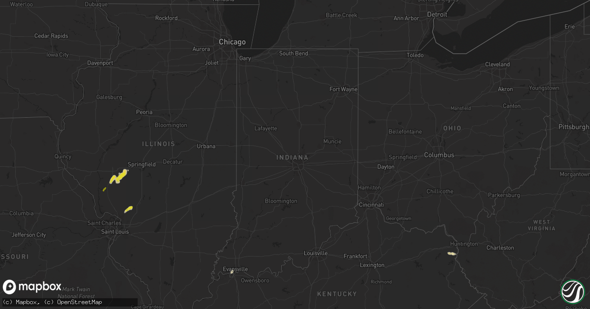 Hail map in Indiana on May 16, 2020
