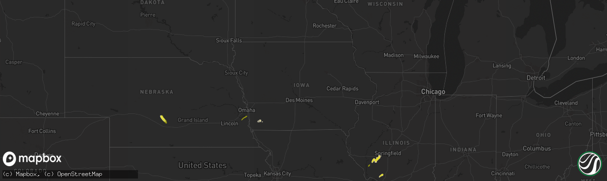 Hail map in Iowa on May 16, 2020