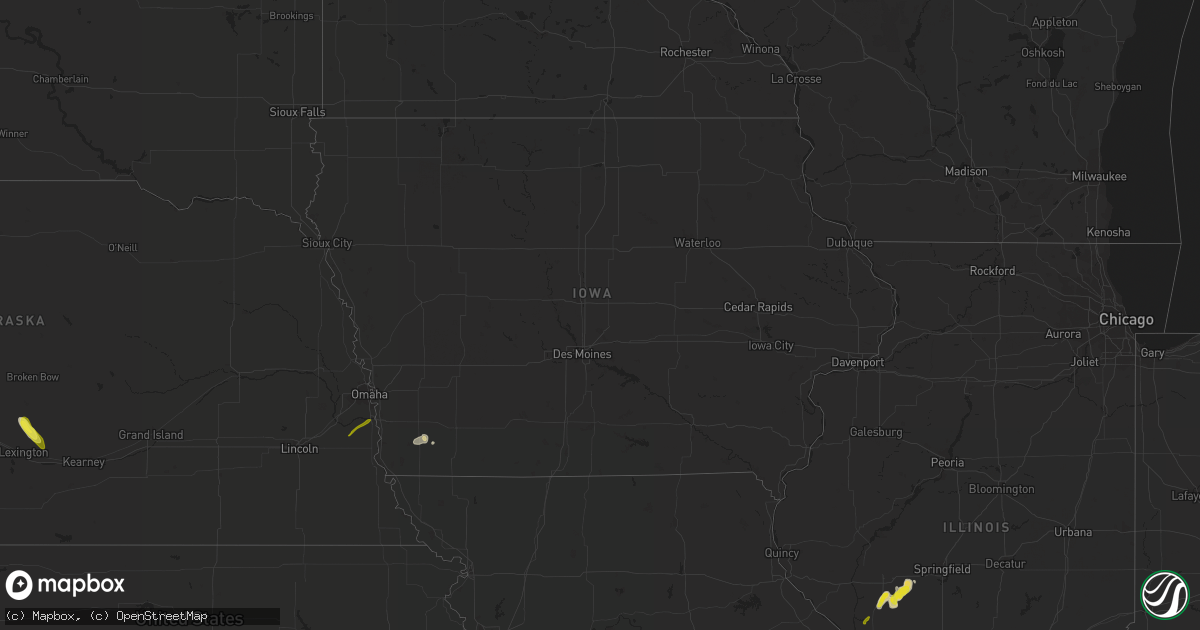 Hail map in Iowa on May 16, 2020