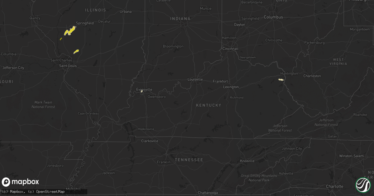 Hail map in Kentucky on May 16, 2020