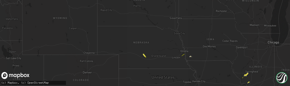 Hail map in Nebraska on May 16, 2020