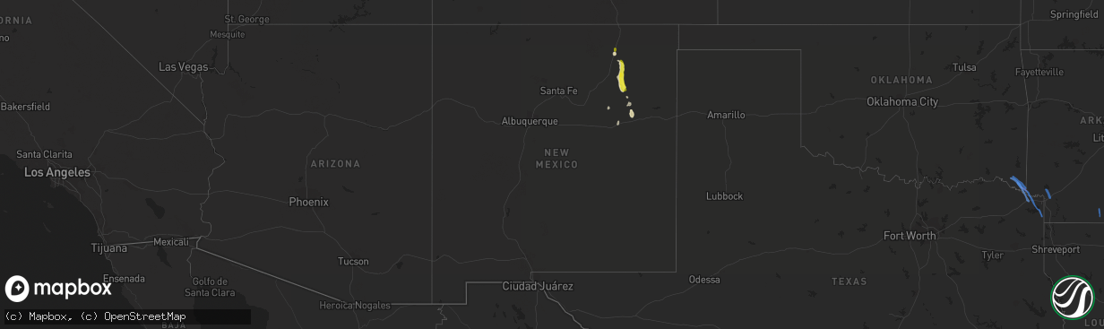 Hail map in New Mexico on May 16, 2020