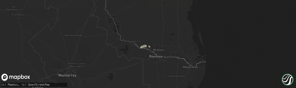 Hail map in Penitas, TX on May 16, 2020