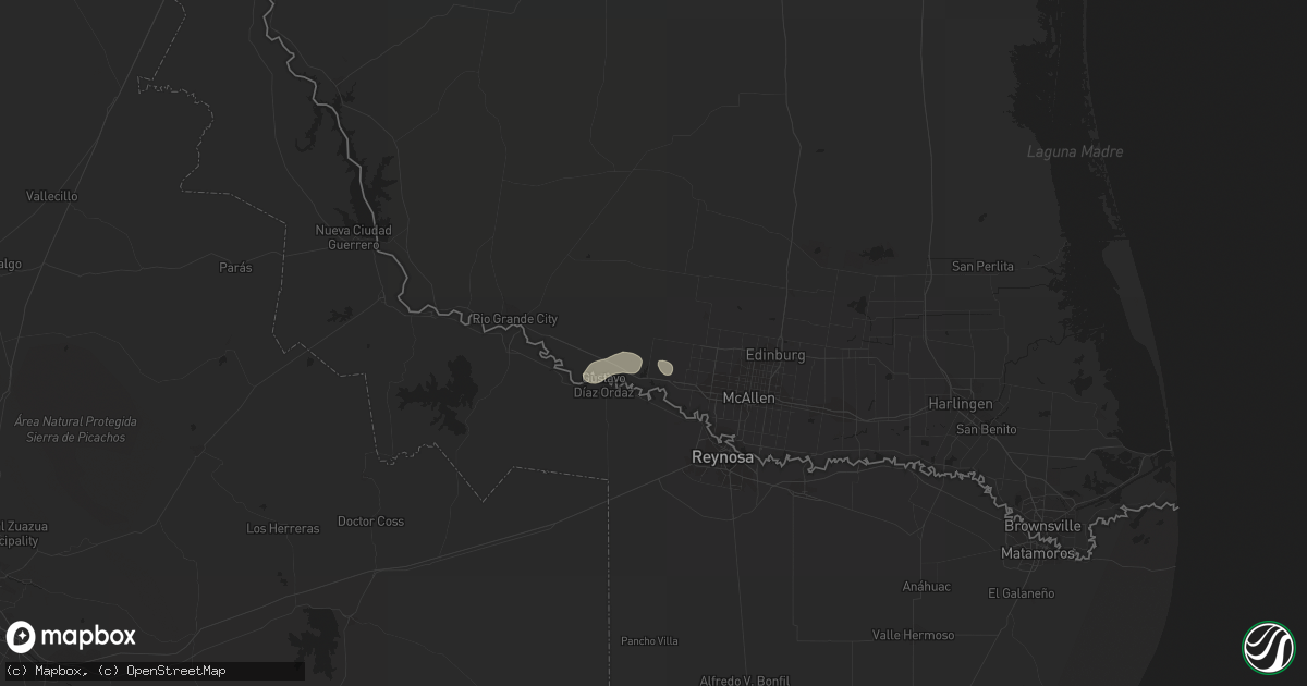 Hail map in Penitas, TX on May 16, 2020