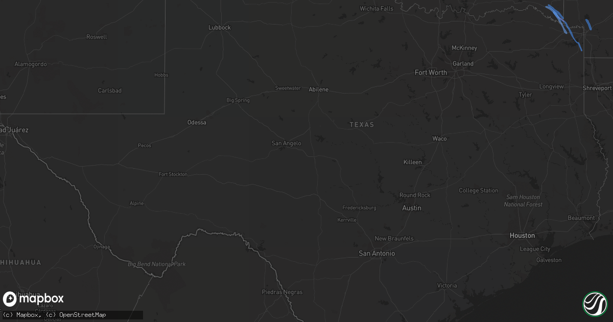 Hail map in Texas on May 16, 2020