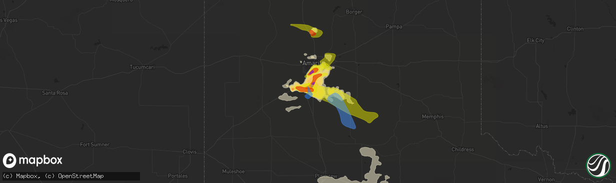 Hail map in Canyon, TX on May 16, 2021