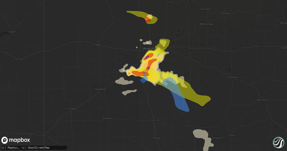Hail map in Canyon, TX on May 16, 2021
