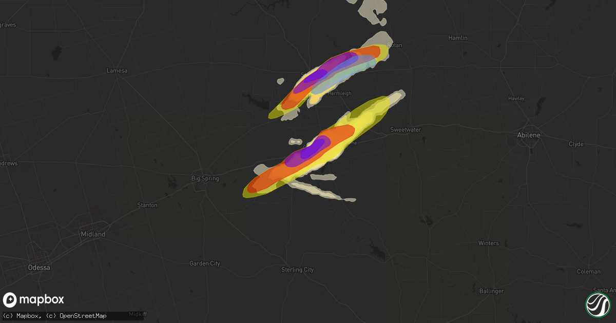 Hail map in Colorado City, TX on May 16, 2021
