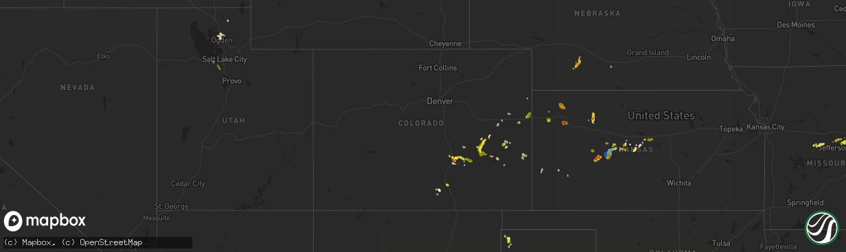 Hail map in Colorado on May 16, 2021