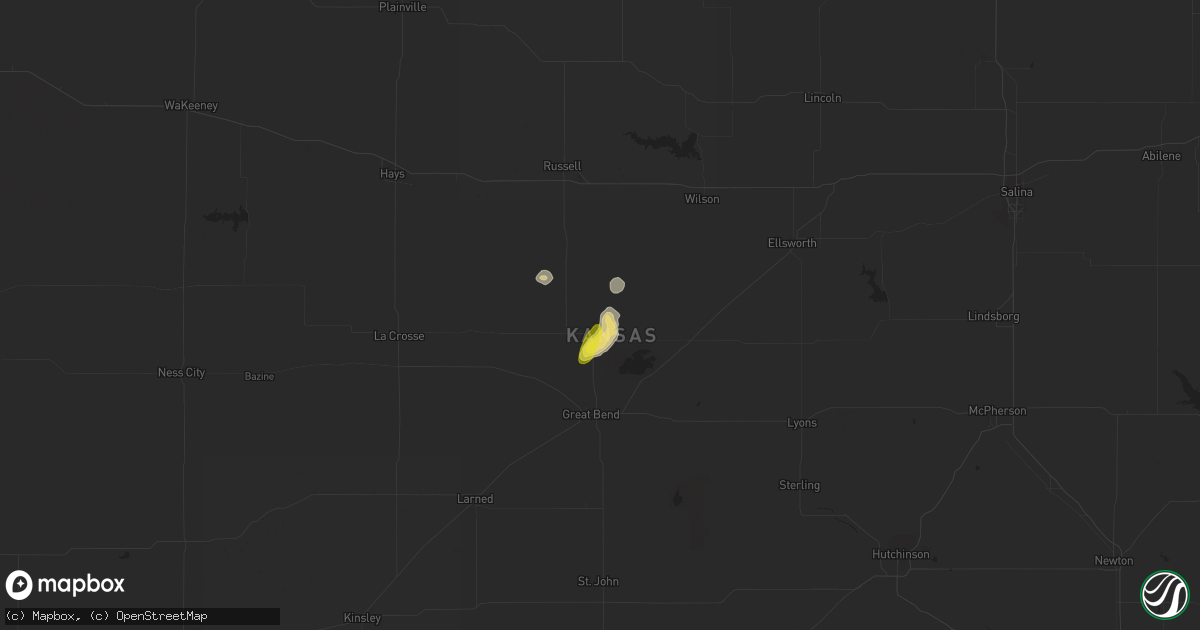 Hail map in Hoisington, KS on May 16, 2021