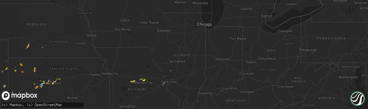 Hail map in Illinois on May 16, 2021