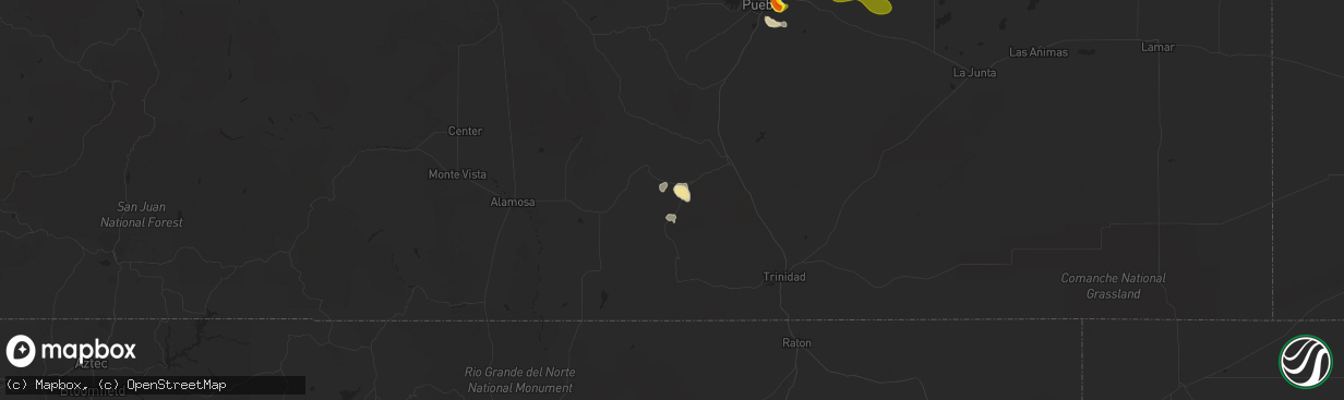 Hail map in La Veta, CO on May 16, 2021