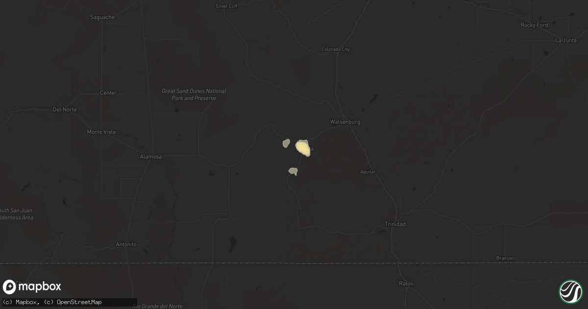 Hail map in La Veta, CO on May 16, 2021
