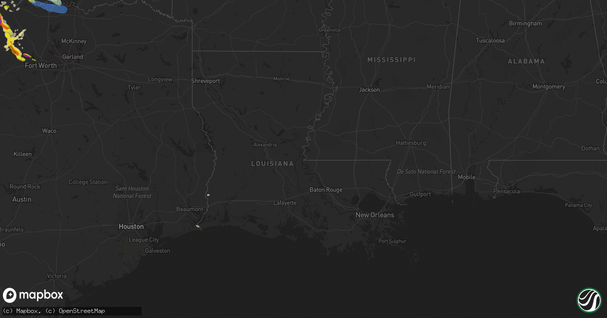 Hail map in Louisiana on May 16, 2021