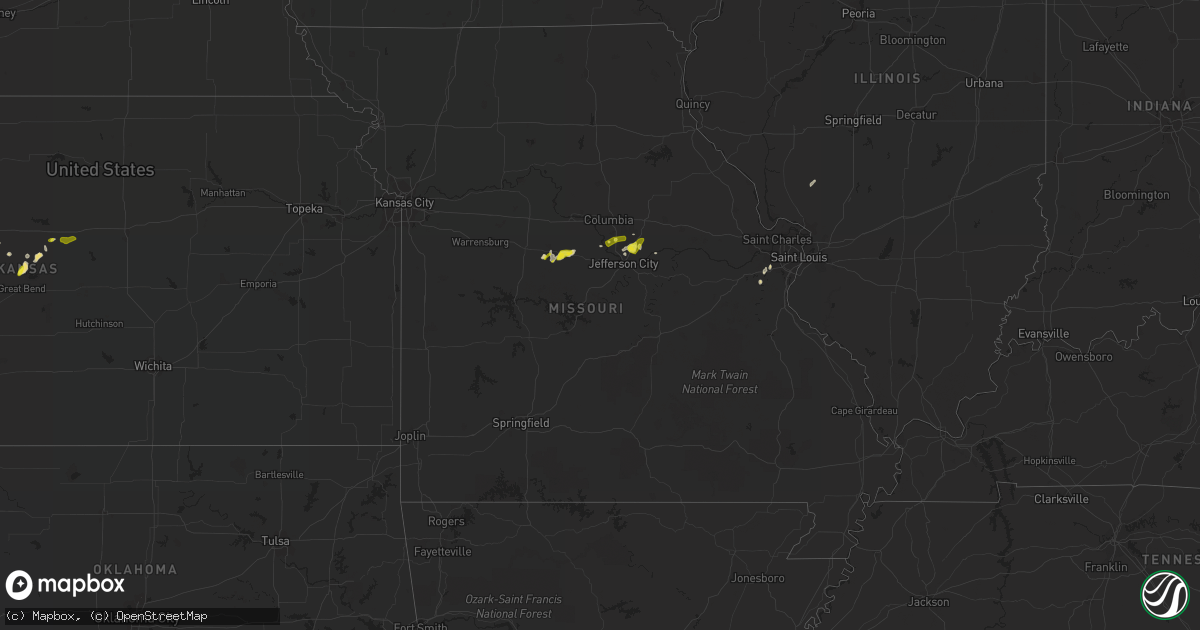 Hail map in Missouri on May 16, 2021