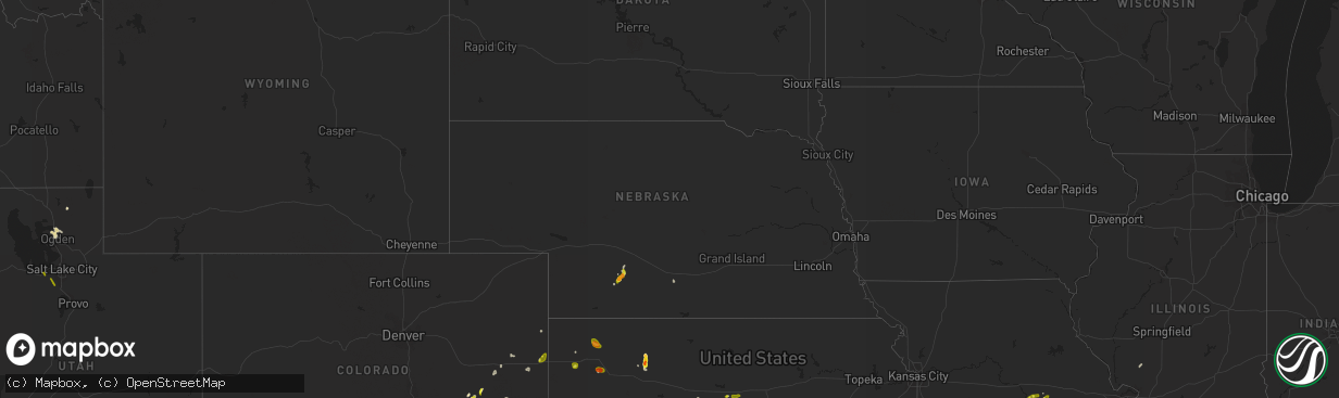 Hail map in Nebraska on May 16, 2021