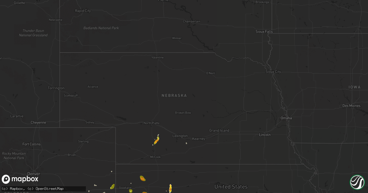 Hail map in Nebraska on May 16, 2021