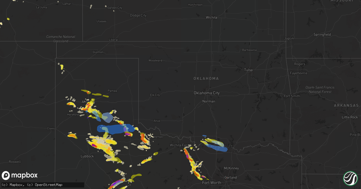 Hail map in Oklahoma on May 16, 2021