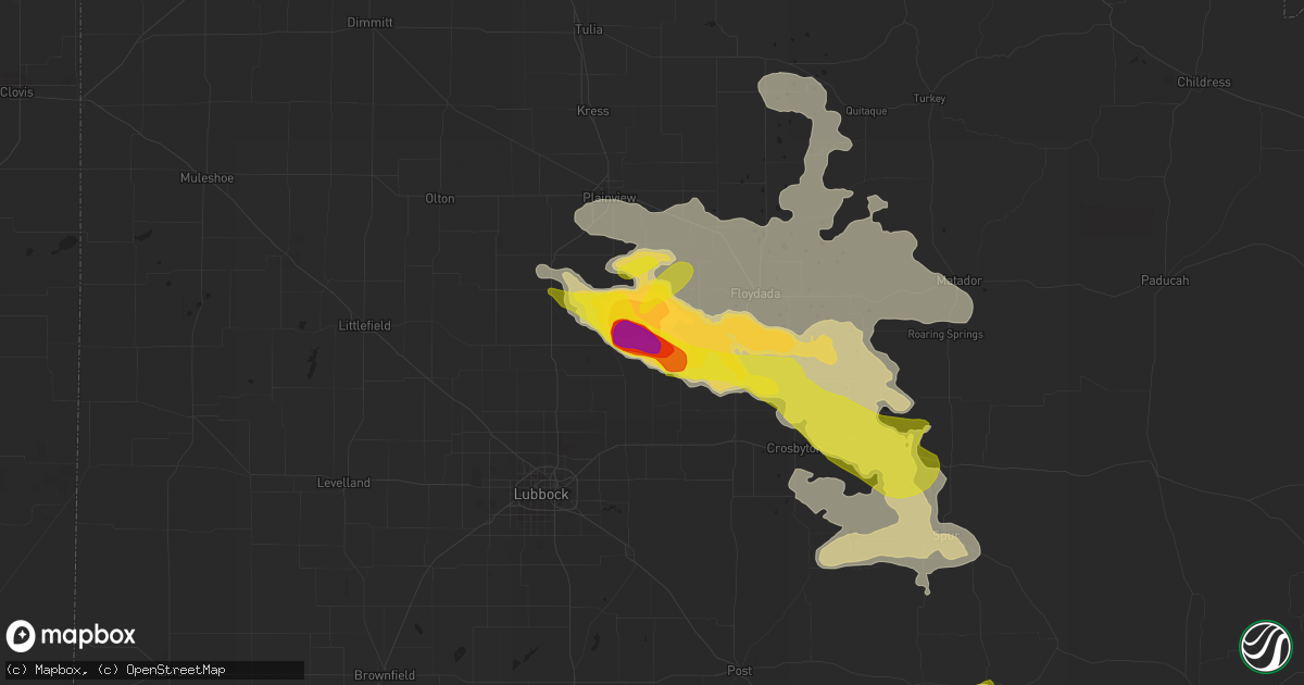 Hail map in Petersburg, TX on May 16, 2021