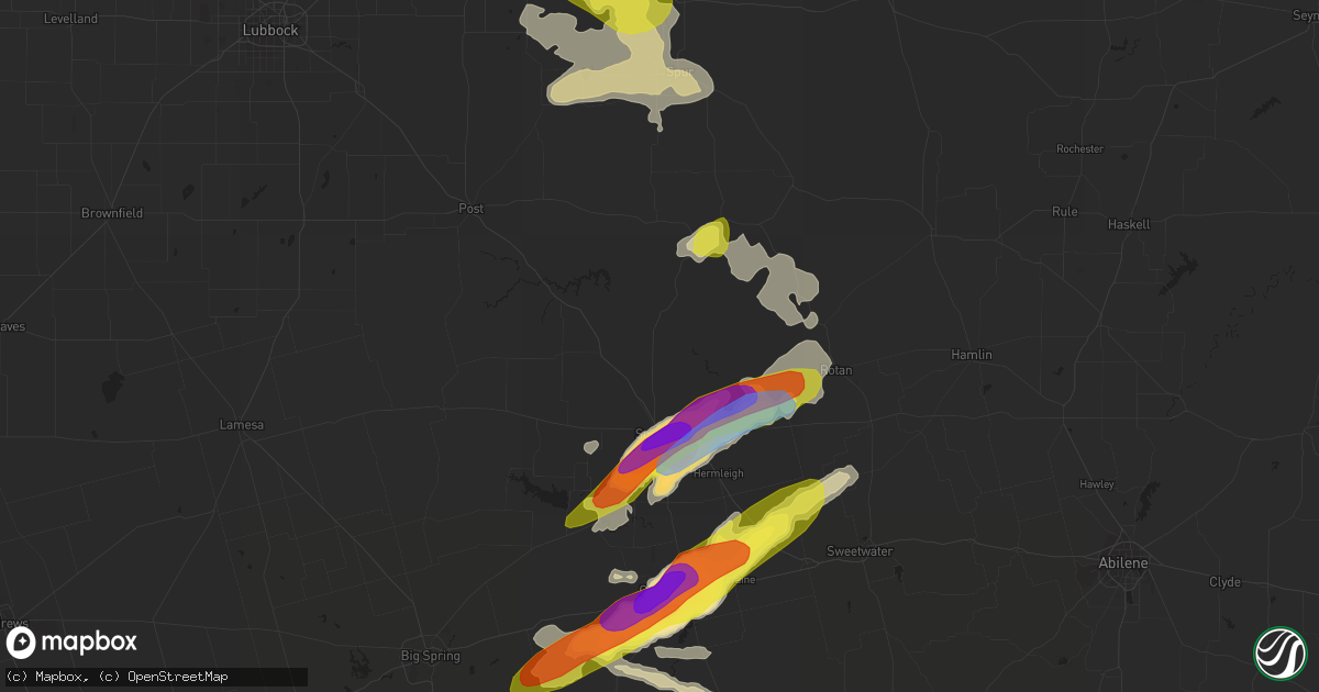 Hail map in Snyder, TX on May 16, 2021