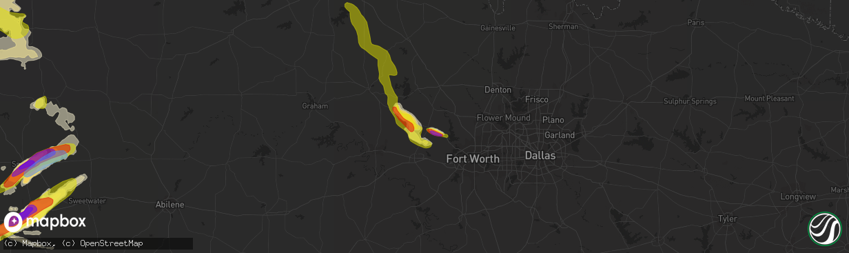Hail map in Springtown, TX on May 16, 2021