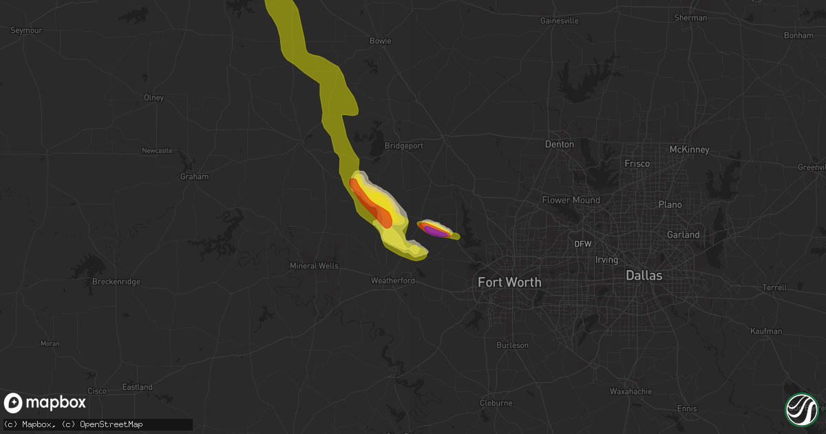 Hail map in Springtown, TX on May 16, 2021