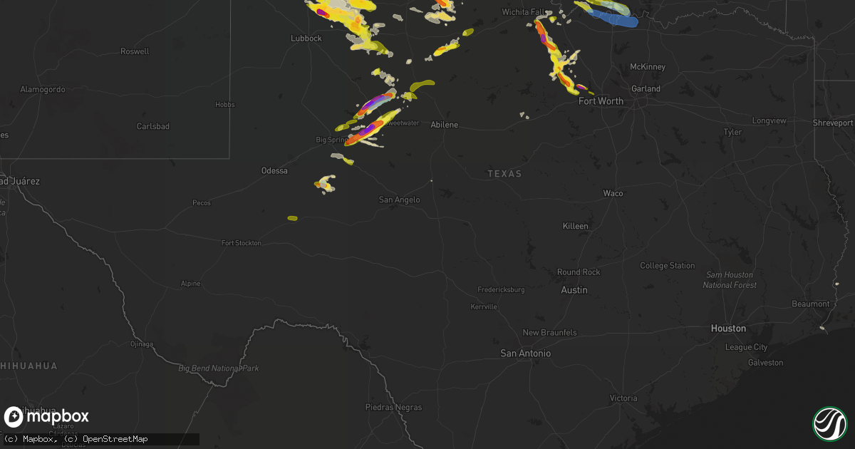 Hail map in Texas on May 16, 2021