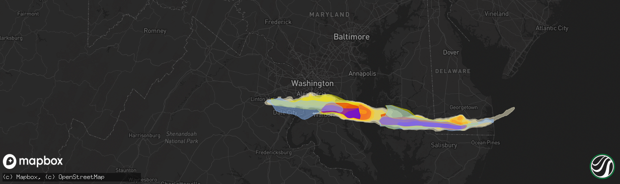 Hail map in Alexandria, VA on May 16, 2022