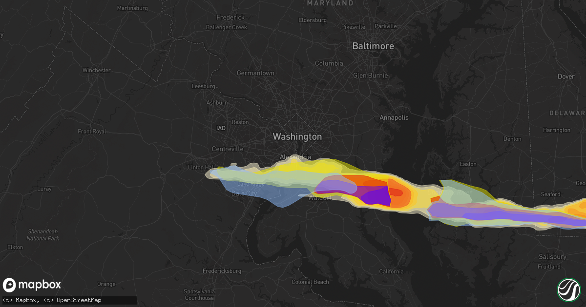Hail map in Alexandria, VA on May 16, 2022