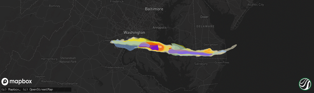 Hail map in Chesapeake Beach, MD on May 16, 2022