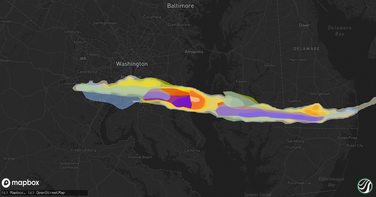 Hail map in Chesapeake Beach, MD on May 16, 2022