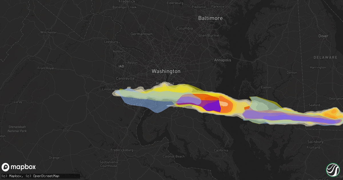 Hail map in Fort Washington, MD on May 16, 2022