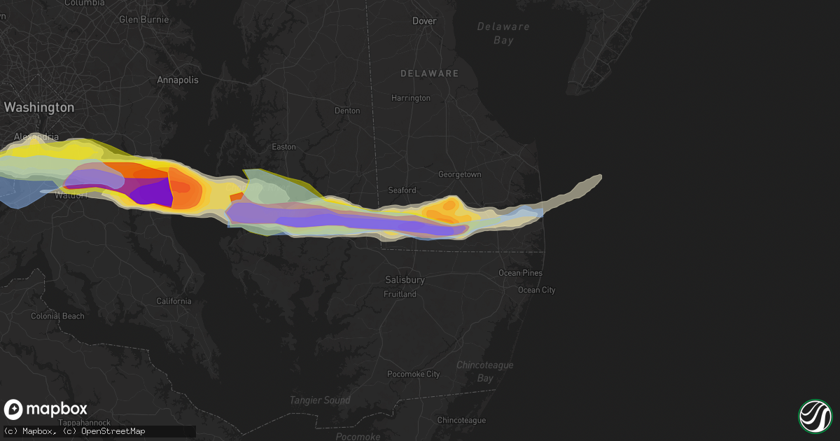Hail map in Laurel, DE on May 16, 2022