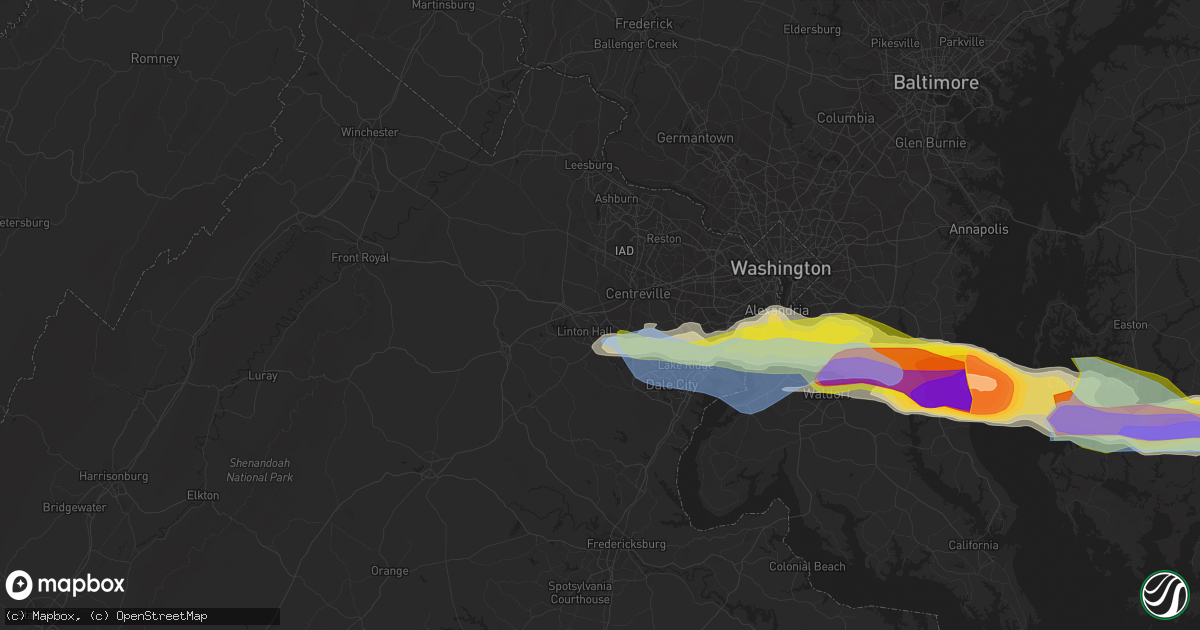 Hail map in Manassas, VA on May 16, 2022