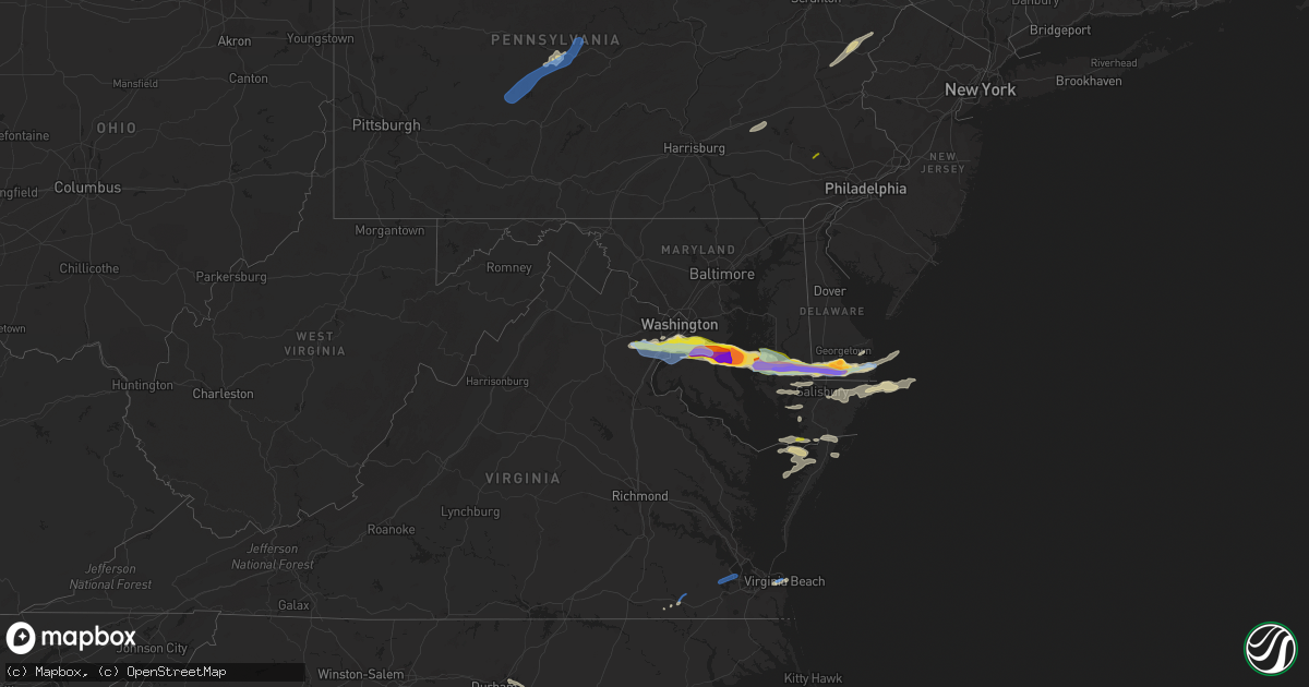 Hail map in Maryland on May 16, 2022