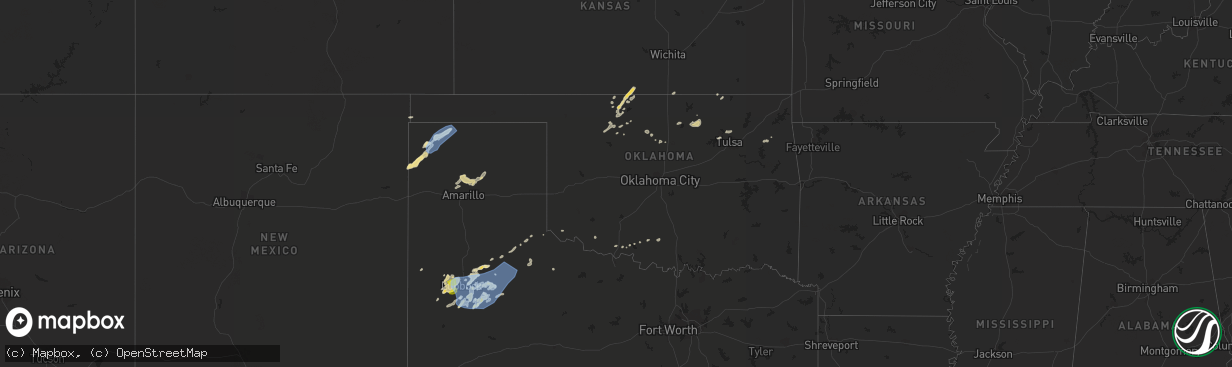 Hail map in Oklahoma on May 16, 2022