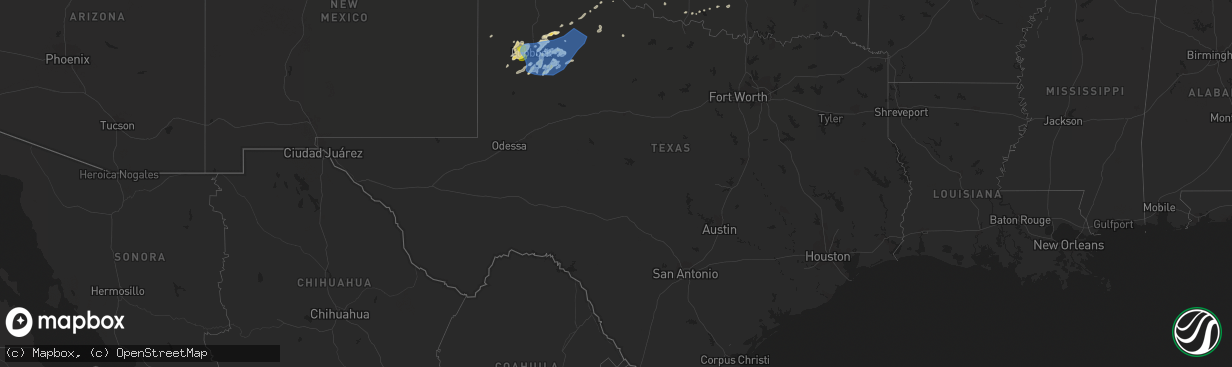 Hail map in Texas on May 16, 2022