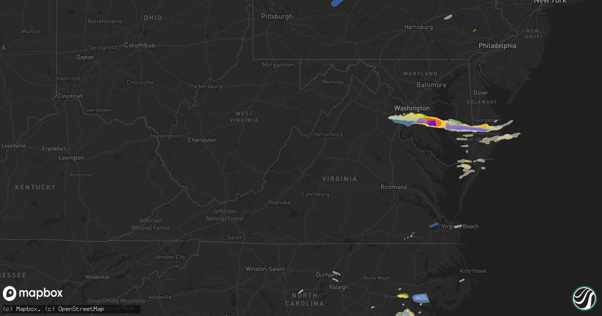 Hail map in Virginia on May 16, 2022