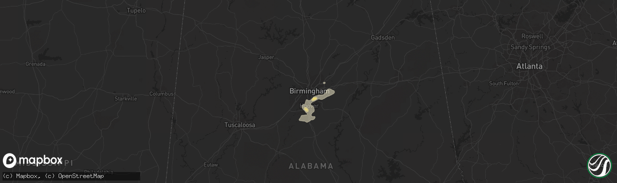 Hail map in Birmingham, AL on May 16, 2023
