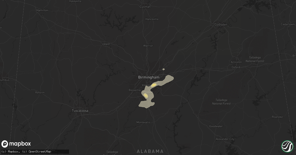 Hail map in Birmingham, AL on May 16, 2023