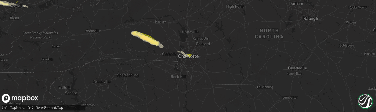 Hail map in Charlotte, NC on May 16, 2023