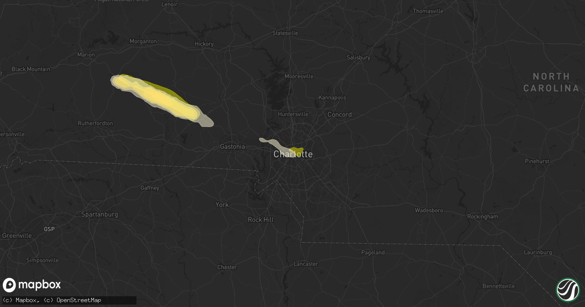 Hail map in Charlotte, NC on May 16, 2023
