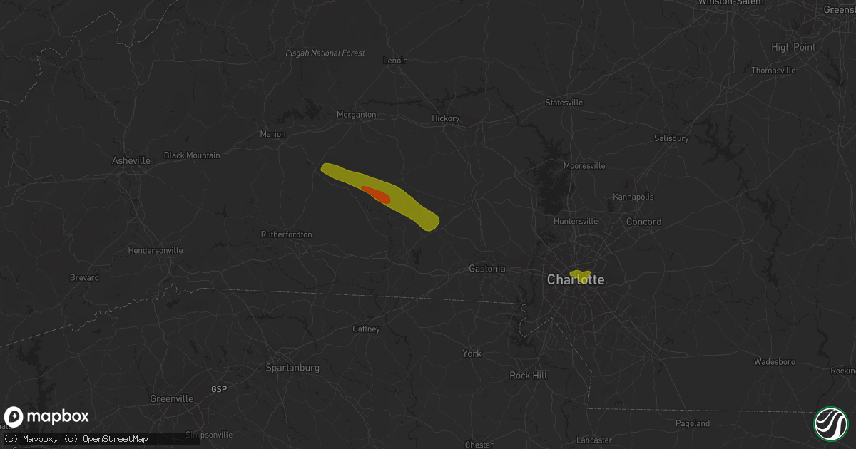 Hail map in Cherryville, NC on May 16, 2023