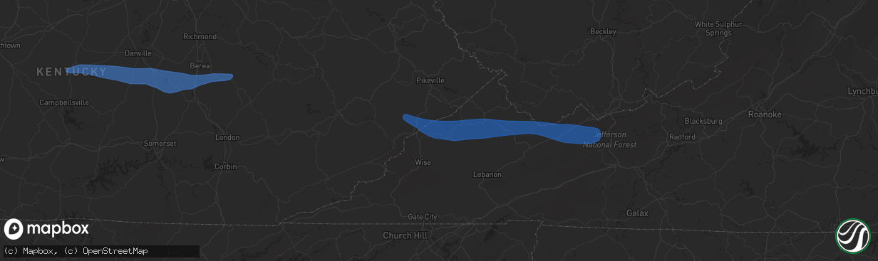 Hail map in Clintwood, VA on May 16, 2023