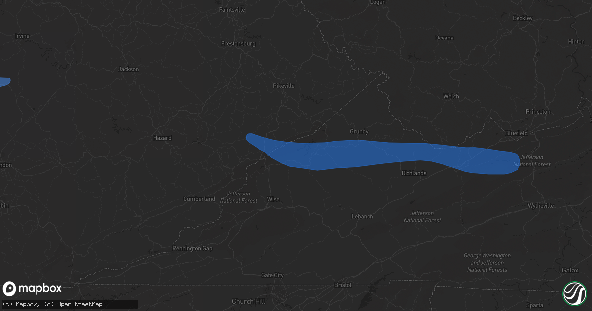 Hail map in Clintwood, VA on May 16, 2023