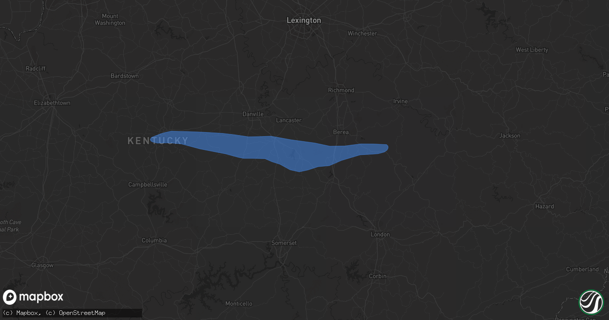 Hail map in Crab Orchard, KY on May 16, 2023