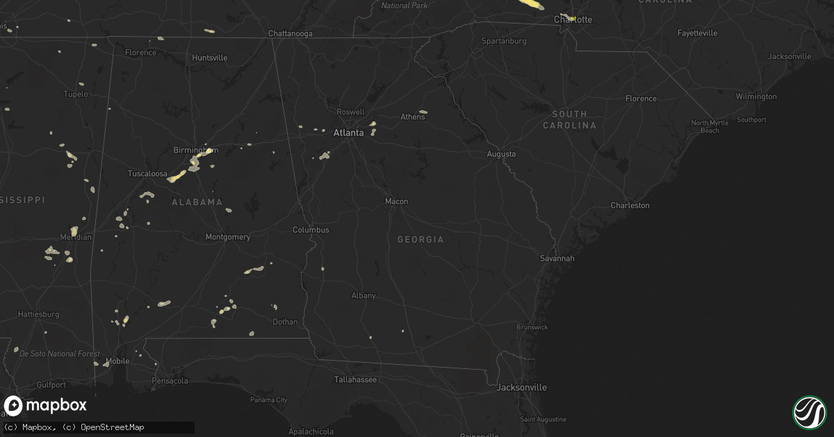 Hail map in Georgia on May 16, 2023