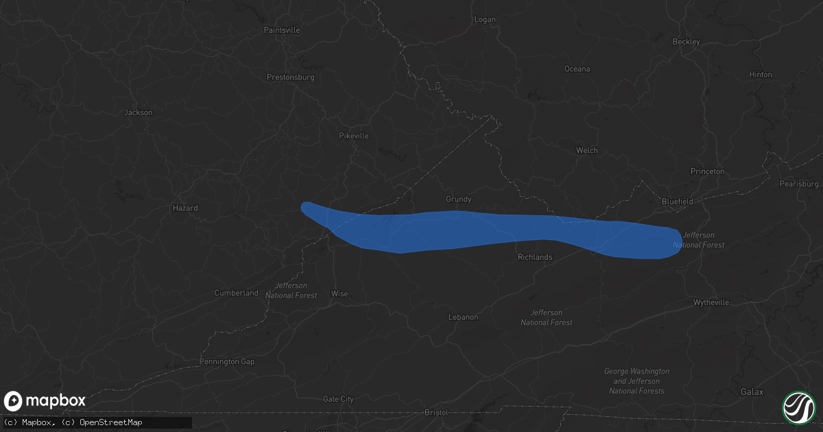 Hail map in Haysi, VA on May 16, 2023