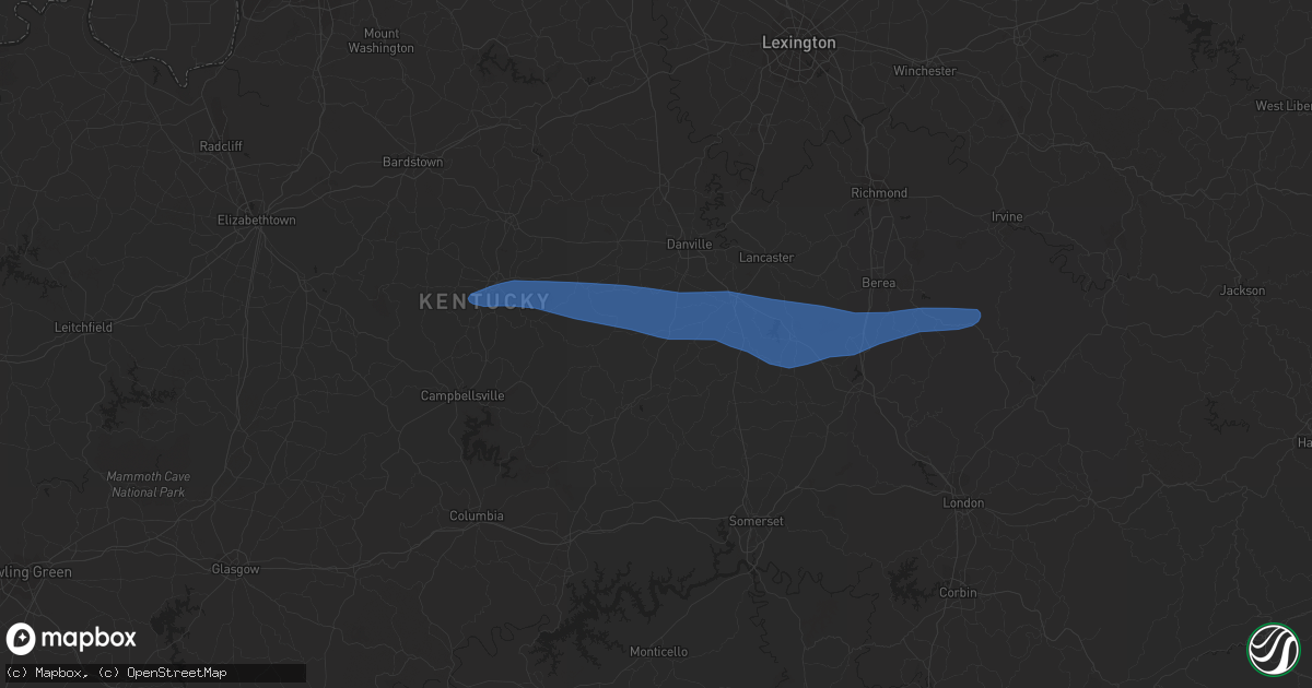 Hail map in Hustonville, KY on May 16, 2023